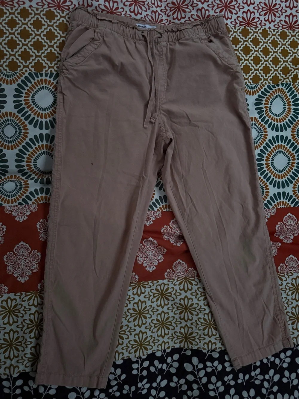 Sonoma Men's Dusty Pink Elastic-Waist Chinos